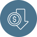 Dollar bill sign with down arrow icon